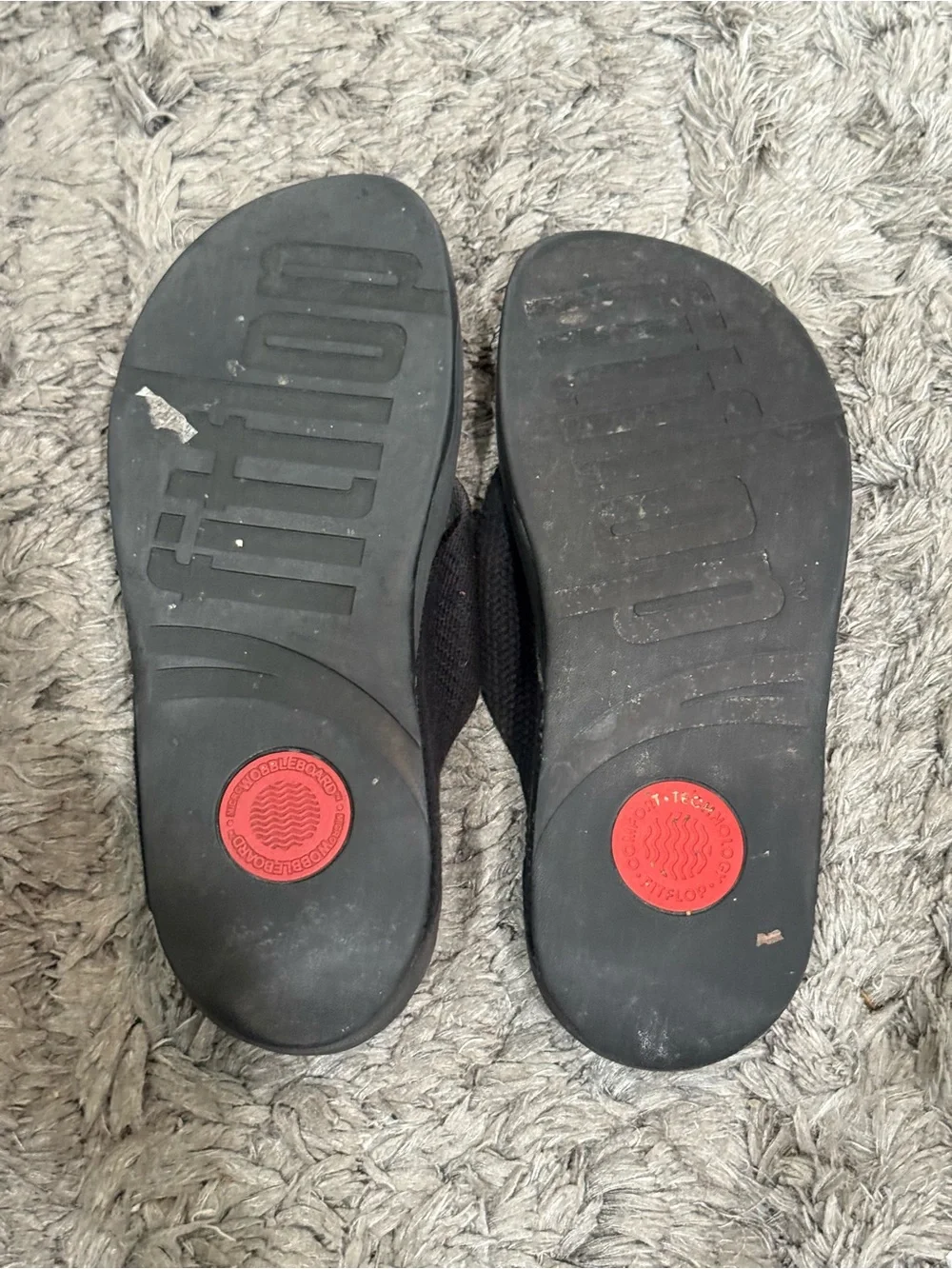 FitFlop Surfa Black T Strap Wedge Thong Flip Flop Womens Sandals US 9.5